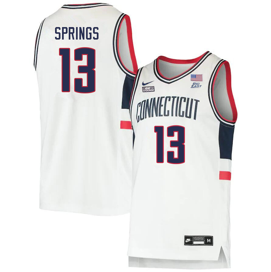 Men #13 Richie Springs Uconn Huskies College 2022-23 Basketball Stitched Jerseys Sale-White